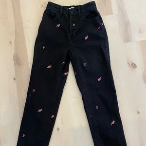 Pacsun embroidered floral black mom jean sz.23